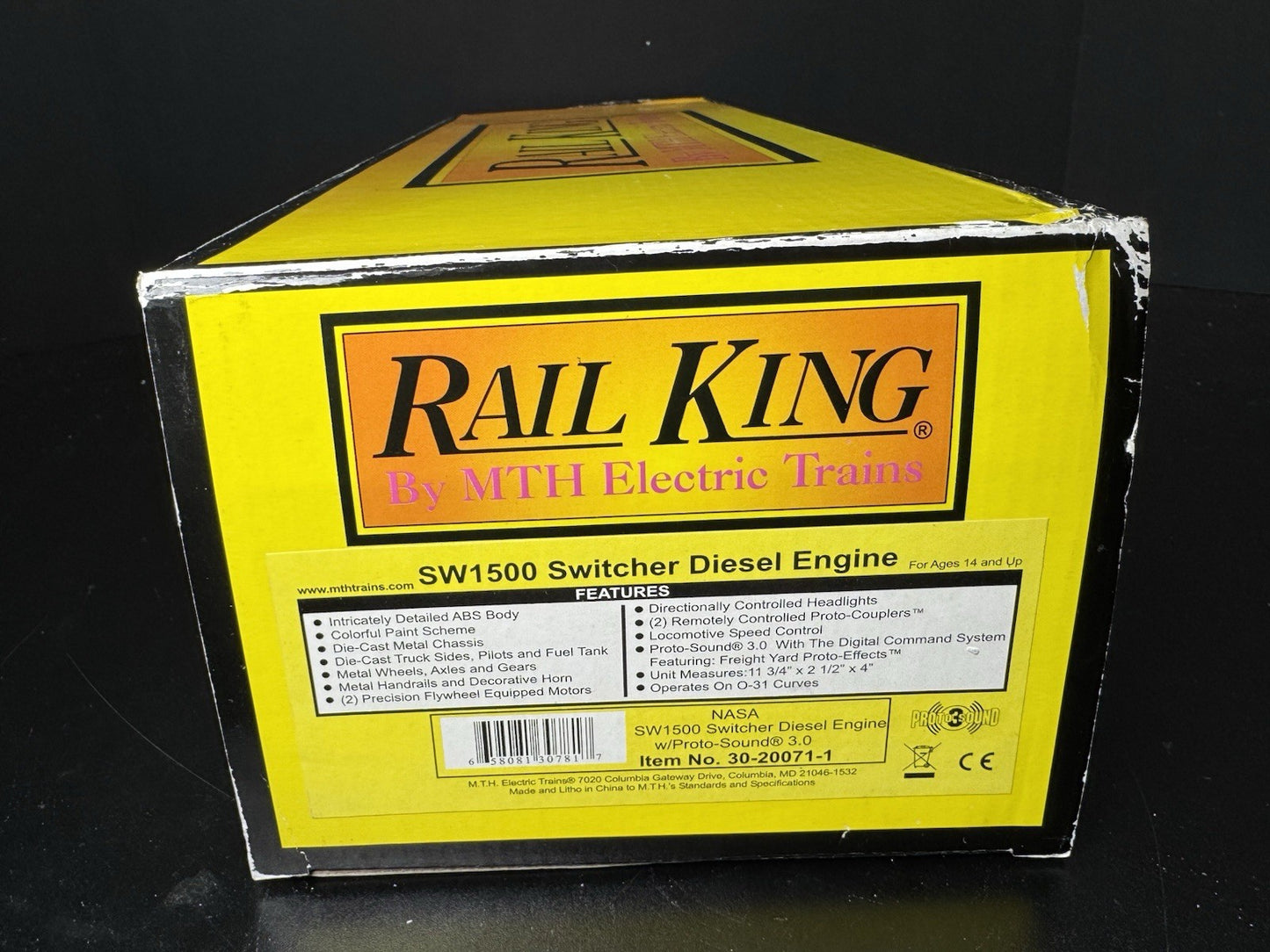 MTH RailKing 30-20071-1 NASA SW1500 diesel switcher engine #3 PS3 LNIB HTF15