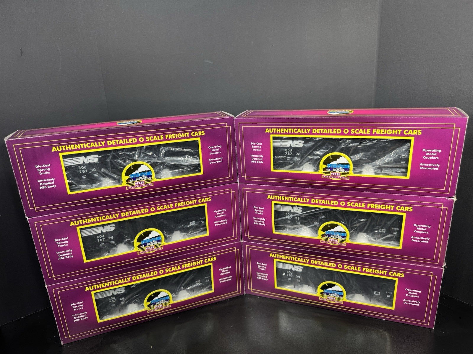 MTH 20-90580 Norfolk Southern NS 4-bay hopper 6-car set LNIB9