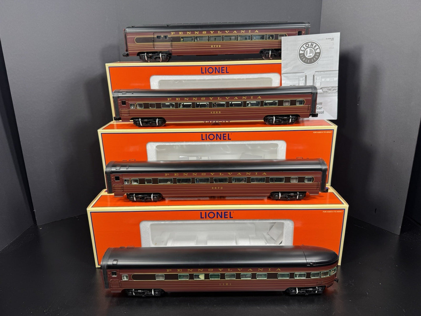 Lionel 6-29105 Pennsylvania PRR 18" aluminum passenger 4-car set LNIB0