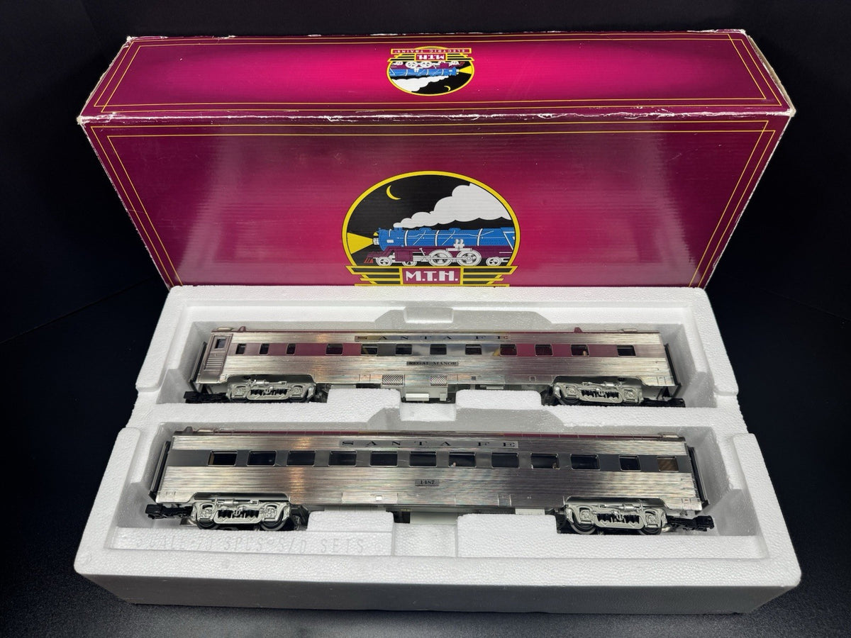 MTH 20-64116 Santa Fe plated 70' streamlined sleeper diner 2-car set LNIB0