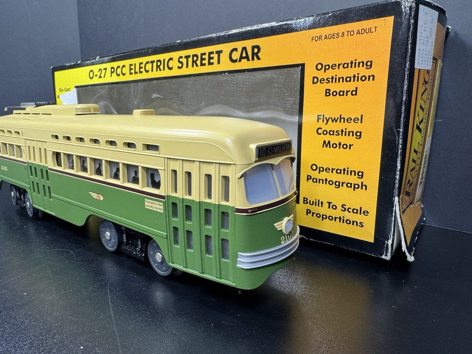 MTH RailKing 30-2532-1 SEPTA PCC electric street car #2103 PS2 BCR EX7