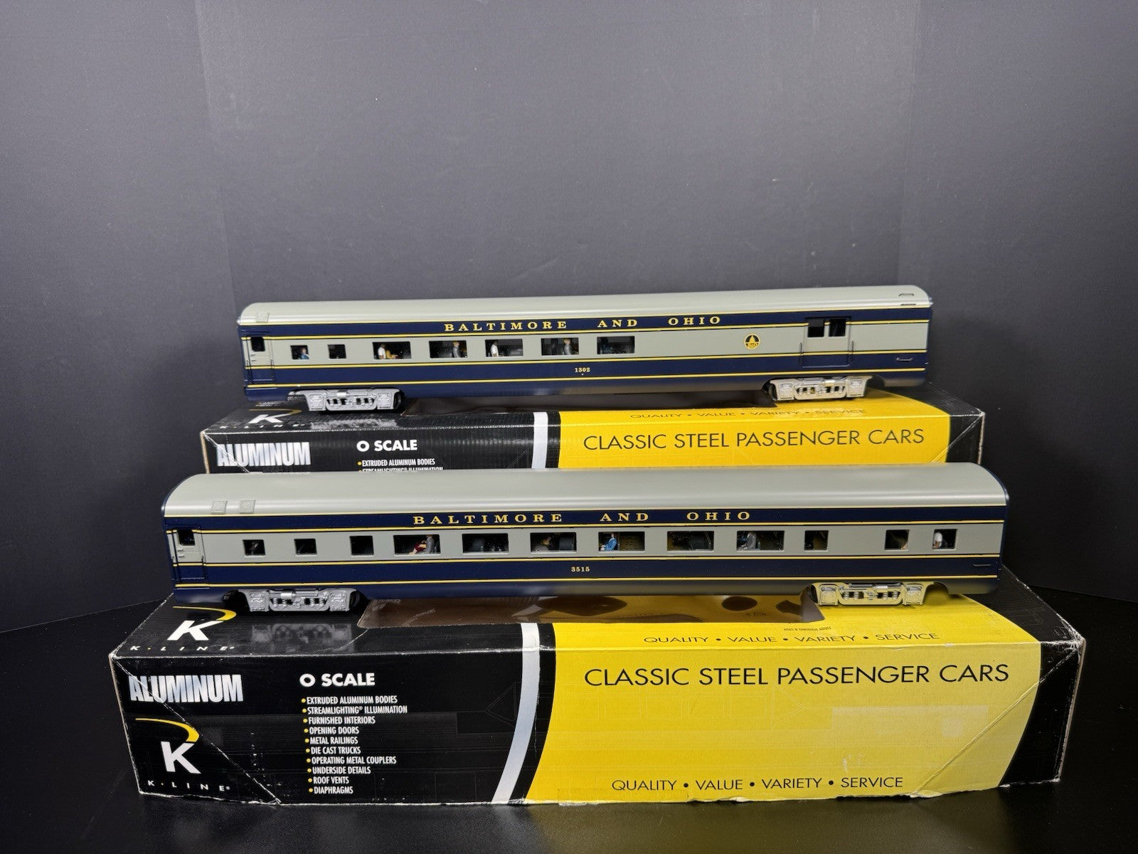 K-Line B&O The Columbian 21" aluminum passenger 2-car add-on set LNIB0