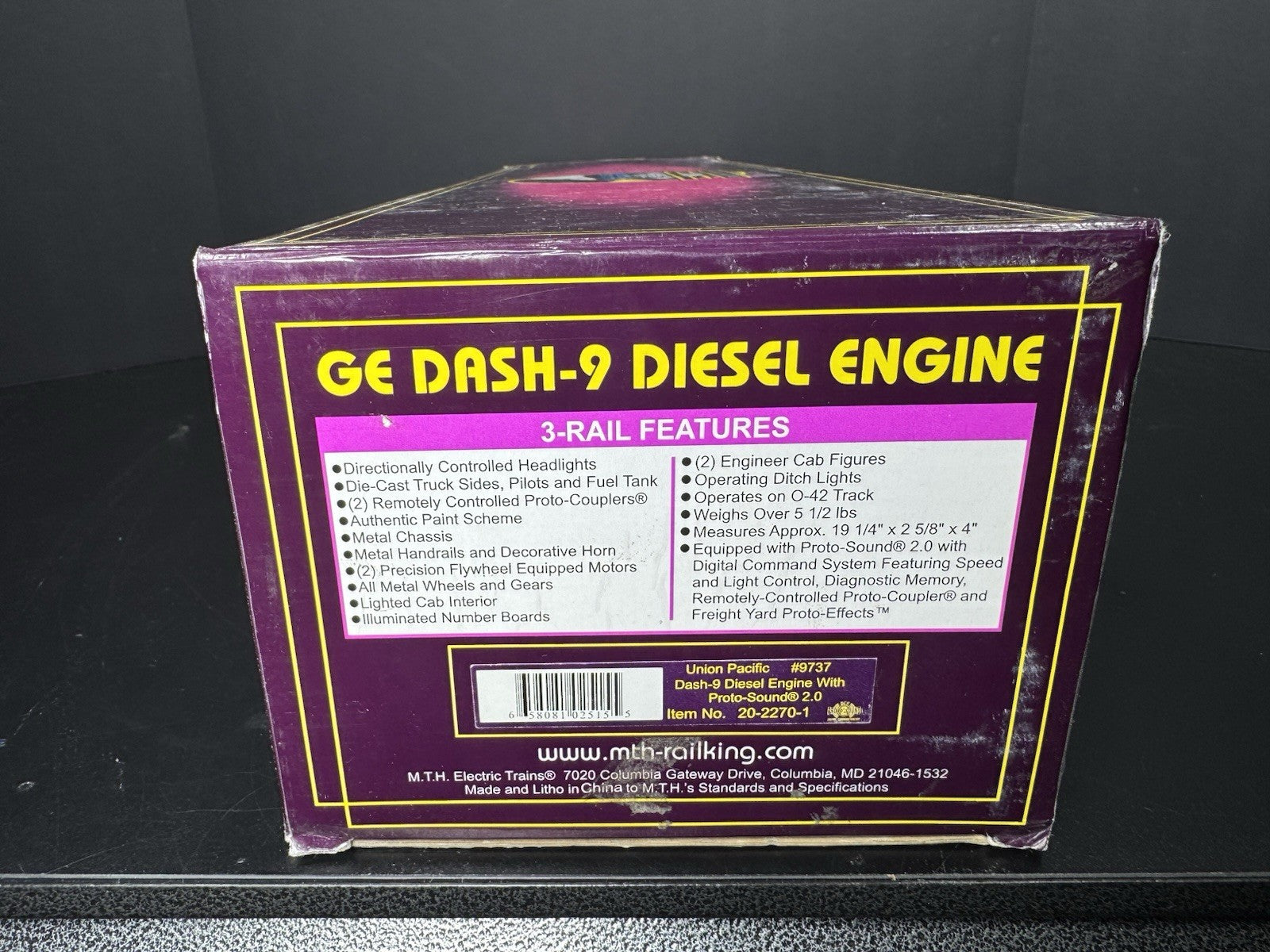 MTH 20-2270-1 Union Pacific UP Dash-9 diesel engine #9737 PS2 BCR LNIB16