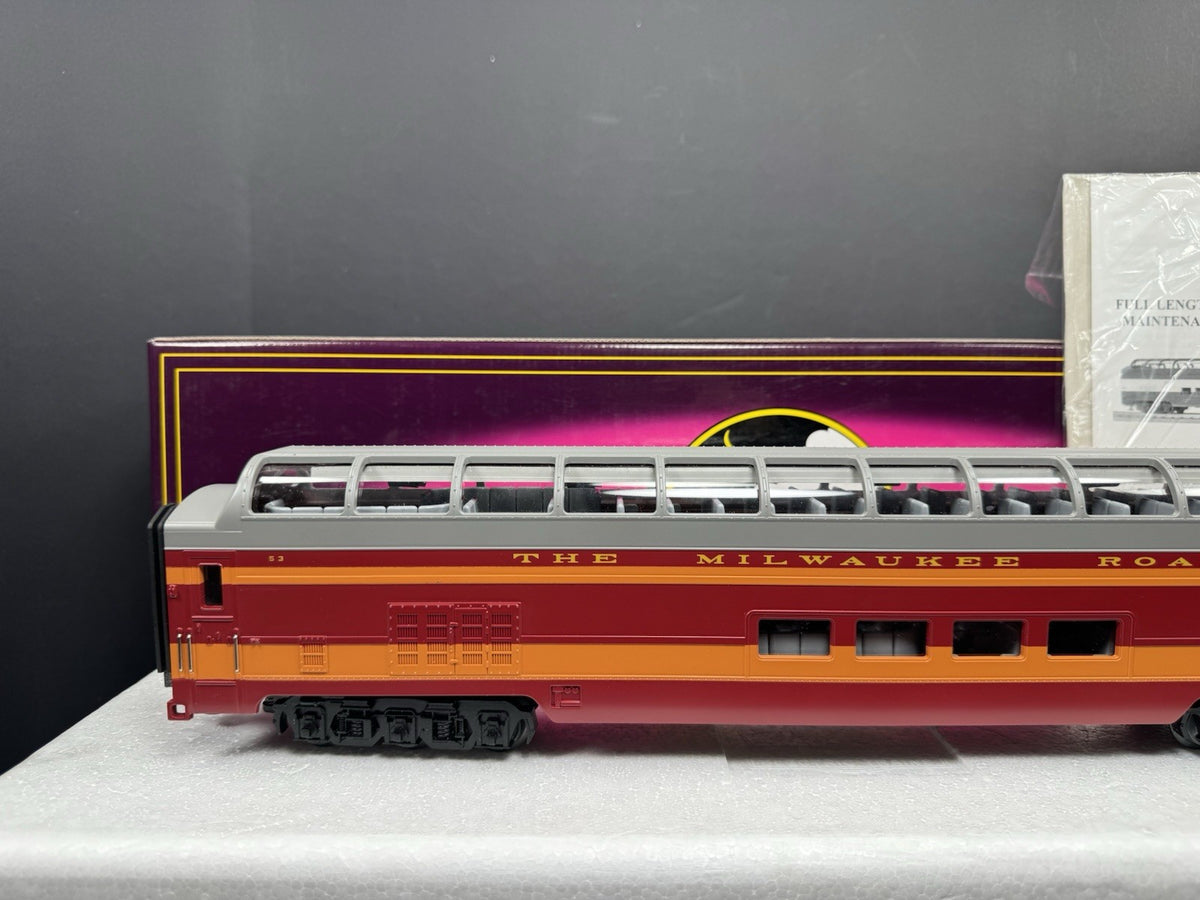 MTH 20-6752 Milwaukee Road 70' full-length vista dome passenger car #53 EX2