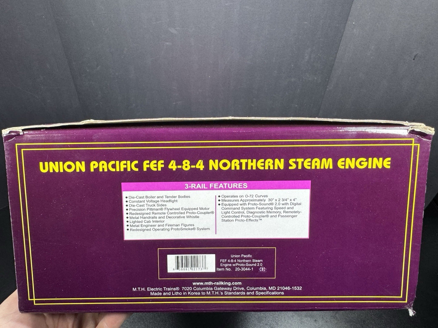 MTH 20-3044-1 Union Pacific UP FEF 4-8-4 Northern steam engine #844 PS2 BCR LNIB14