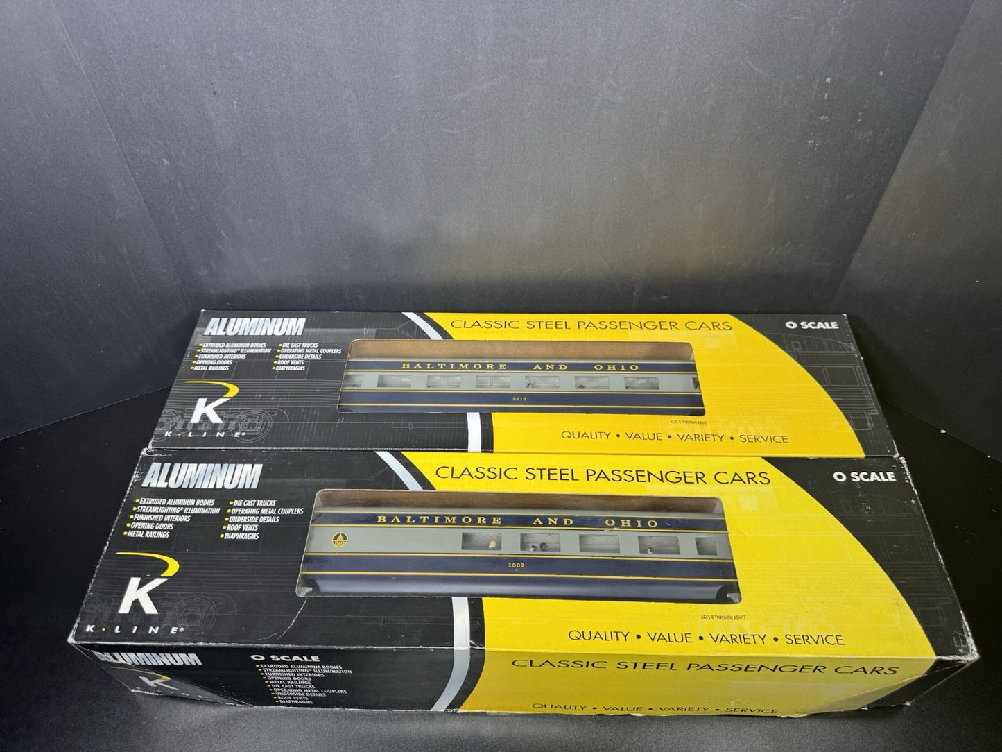 K-Line B&O The Columbian 21" aluminum passenger 2-car add-on set LNIB13