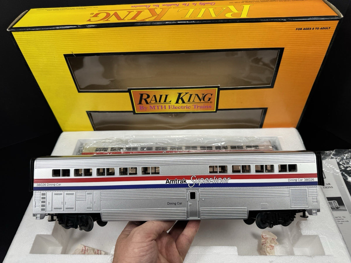 MTH RailKing 30-6501 Amtrak Superliner sleeper diner 2-pack #32013 #38026 LNIB1