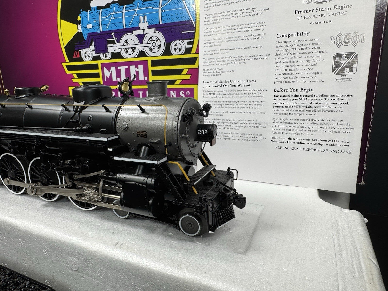 MTH 20-3822-1 Pittsburgh P&WV 4-6-2 Ps-4 steam engine #202 PS3 LNIB6