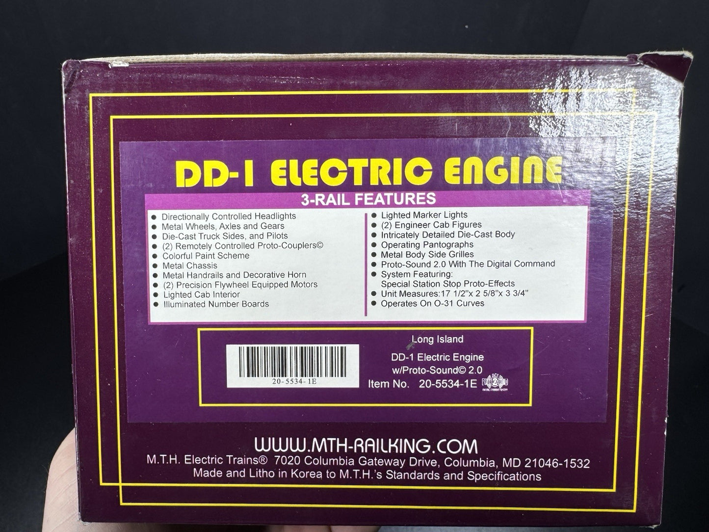 MTH 20-5534-1E Long Island DD-1 electric engine #344 PS2 BCR LNIB15