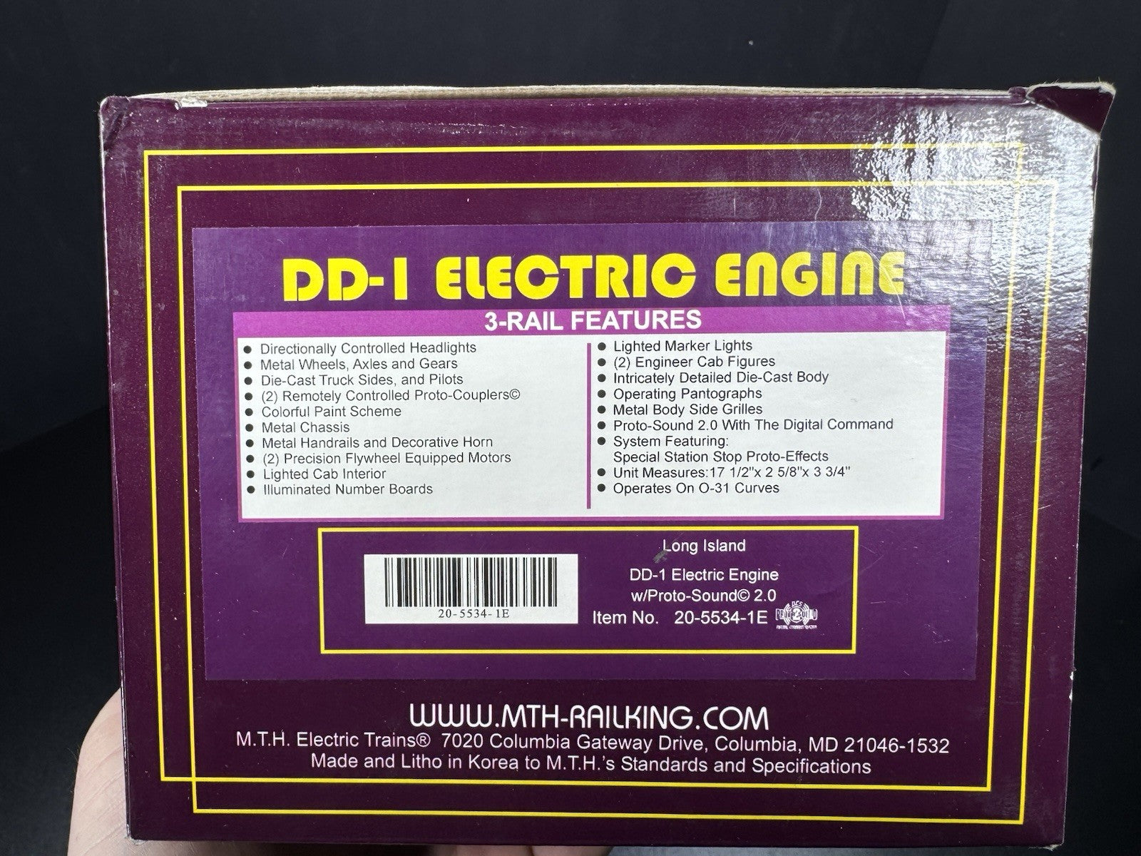 MTH 20-5534-1E Long Island DD-1 electric engine #344 PS2 BCR LNIB15