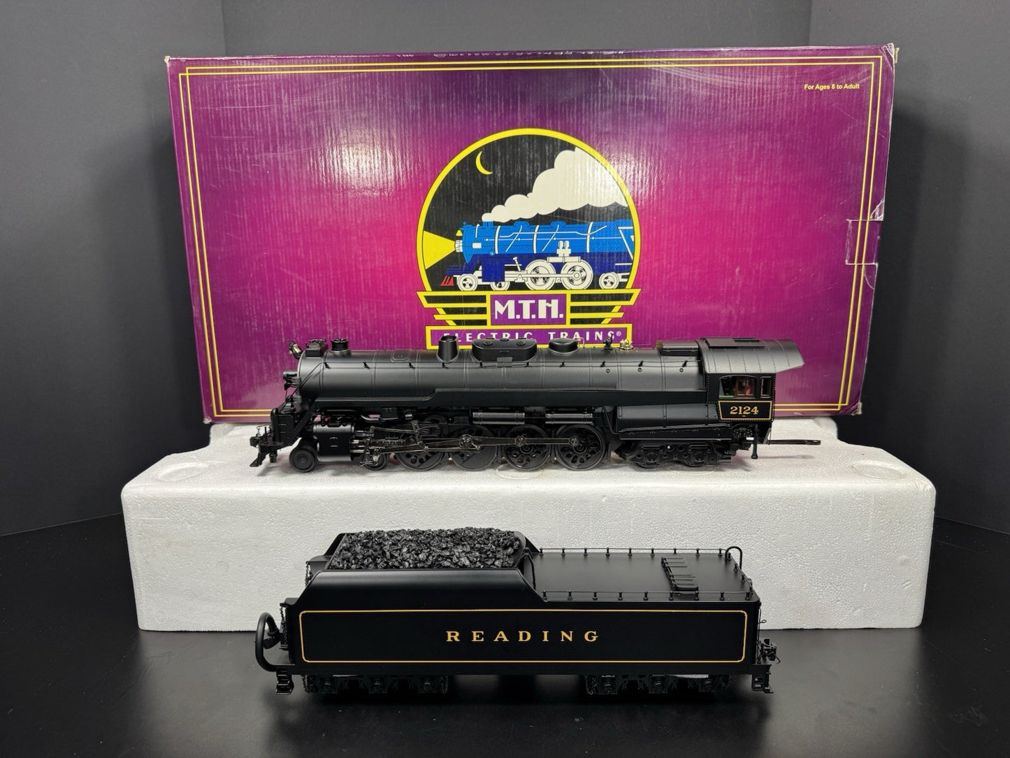 MTH 20-3130-1 Reading 4-8-4 T-1 steam engine #2124 PS2 BCR LNIB5