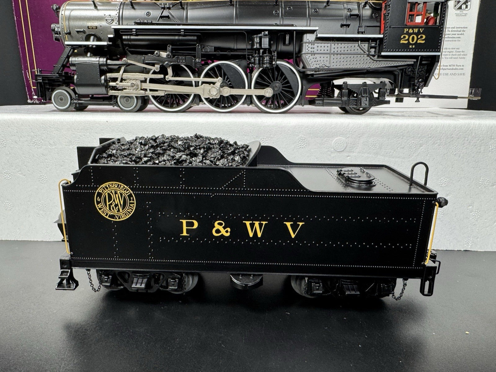 MTH 20-3822-1 Pittsburgh P&WV 4-6-2 Ps-4 steam engine #202 PS3 LNIB4