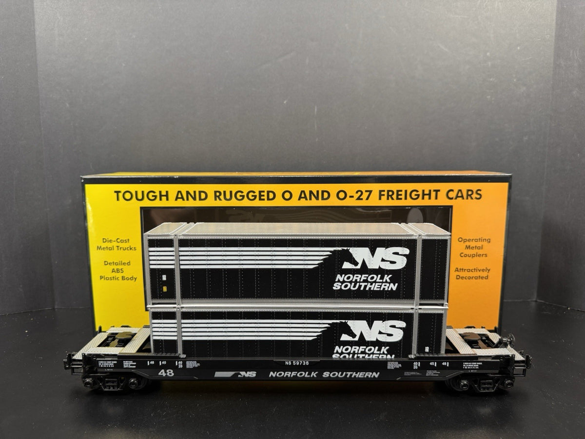 MTH RailKing 30-76906 Norfolk Southern NS husky stack car w containers LNIB0