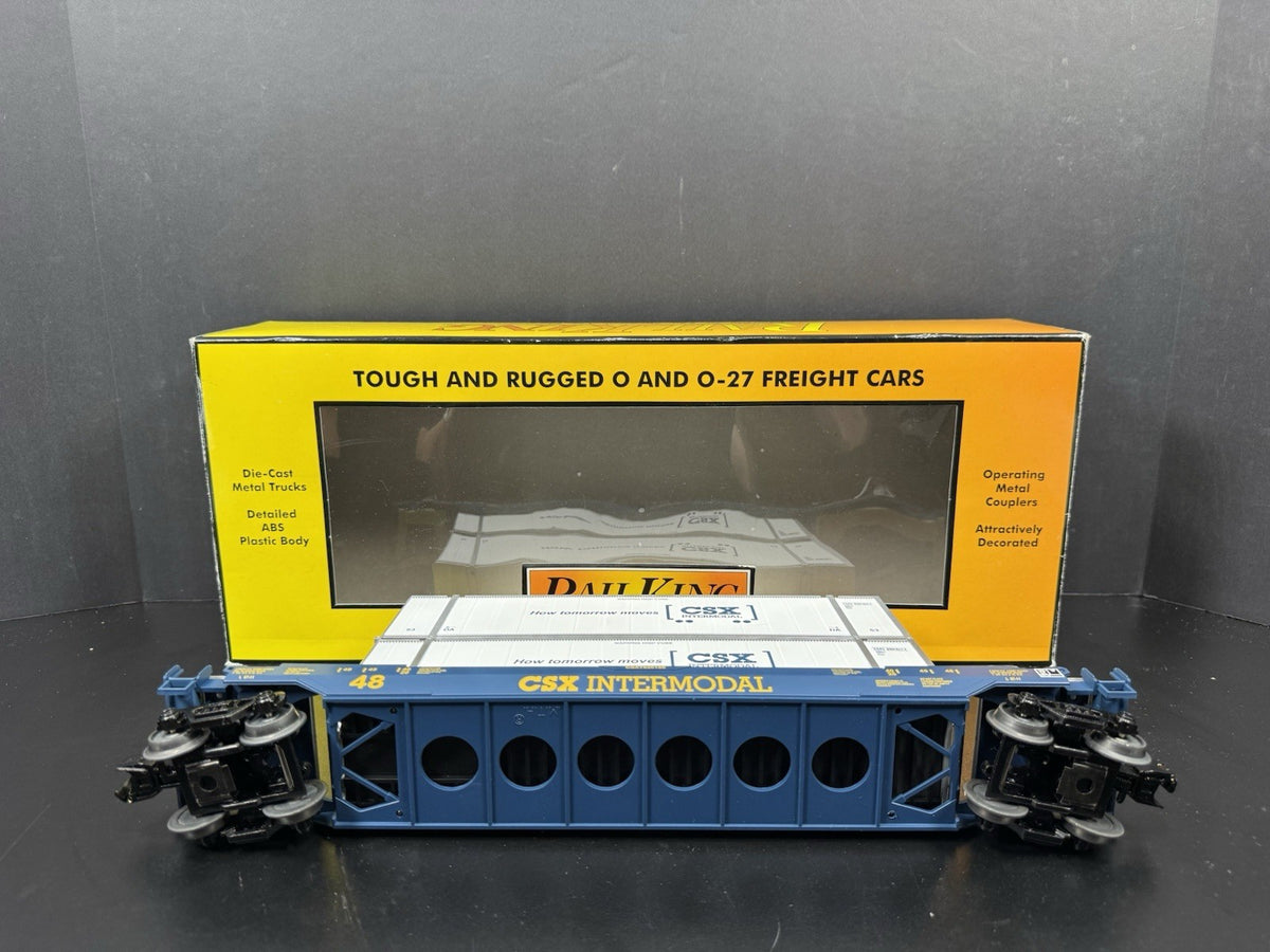 MTH RailKing 30-7051C CSX intermodal husky stack car w containers LNIB6