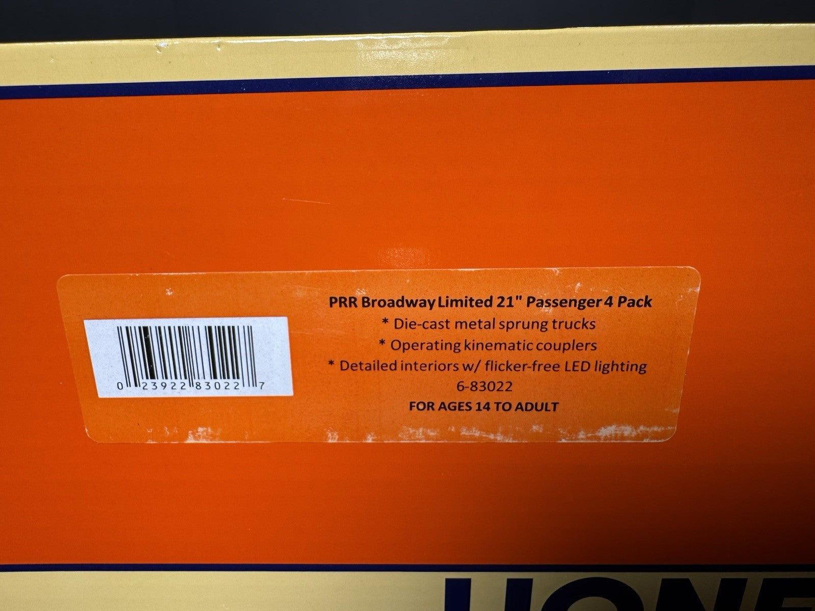 Lionel 6-83022 Pennsylvania PRR Broadway Limited 21" passenger 4-car set LNIB9