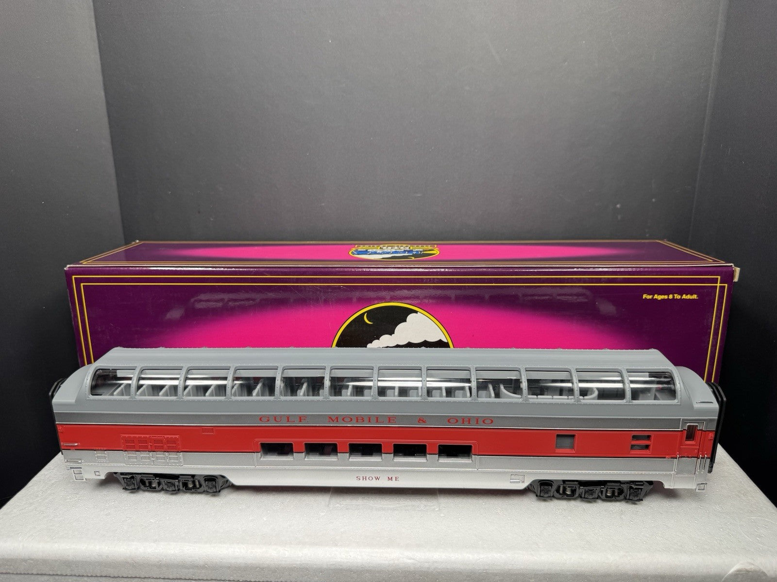 MTH 20-6784 Gulf Mobile & Ohio GM&O 70' full-length vista dome pass car LNIB2