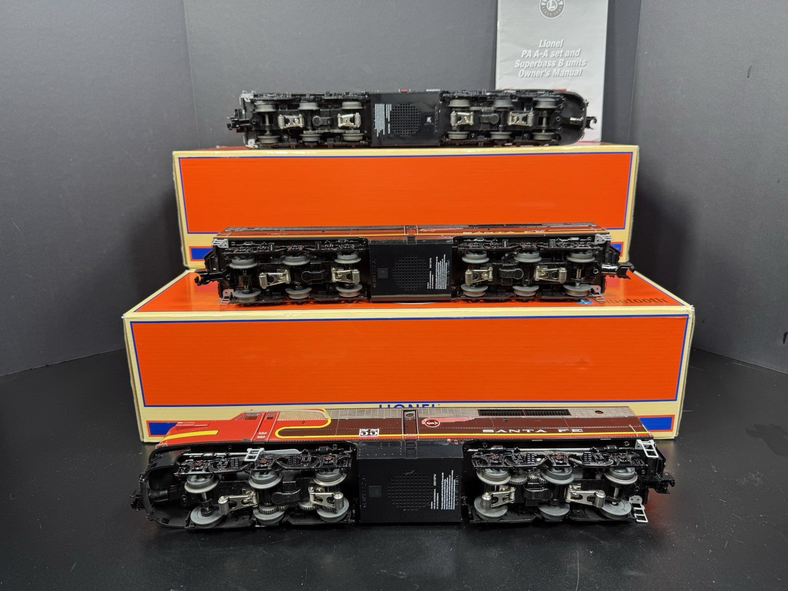 Lionel LEGACY 1933640 Santa Fe Black Bonnet PA diesel engine ABA set EX VHTF10