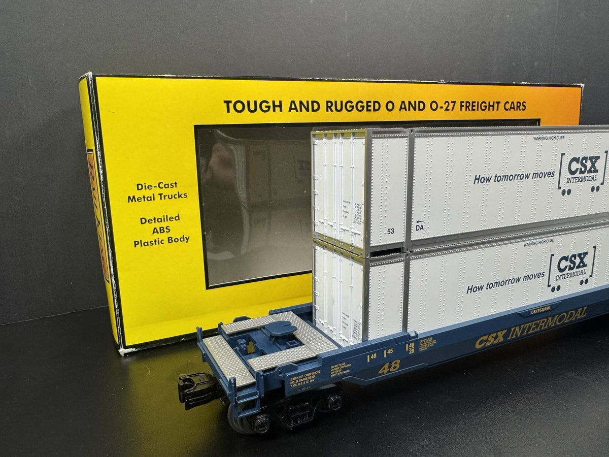 MTH RailKing 30-7051C CSX intermodal husky stack car w containers LNIB1