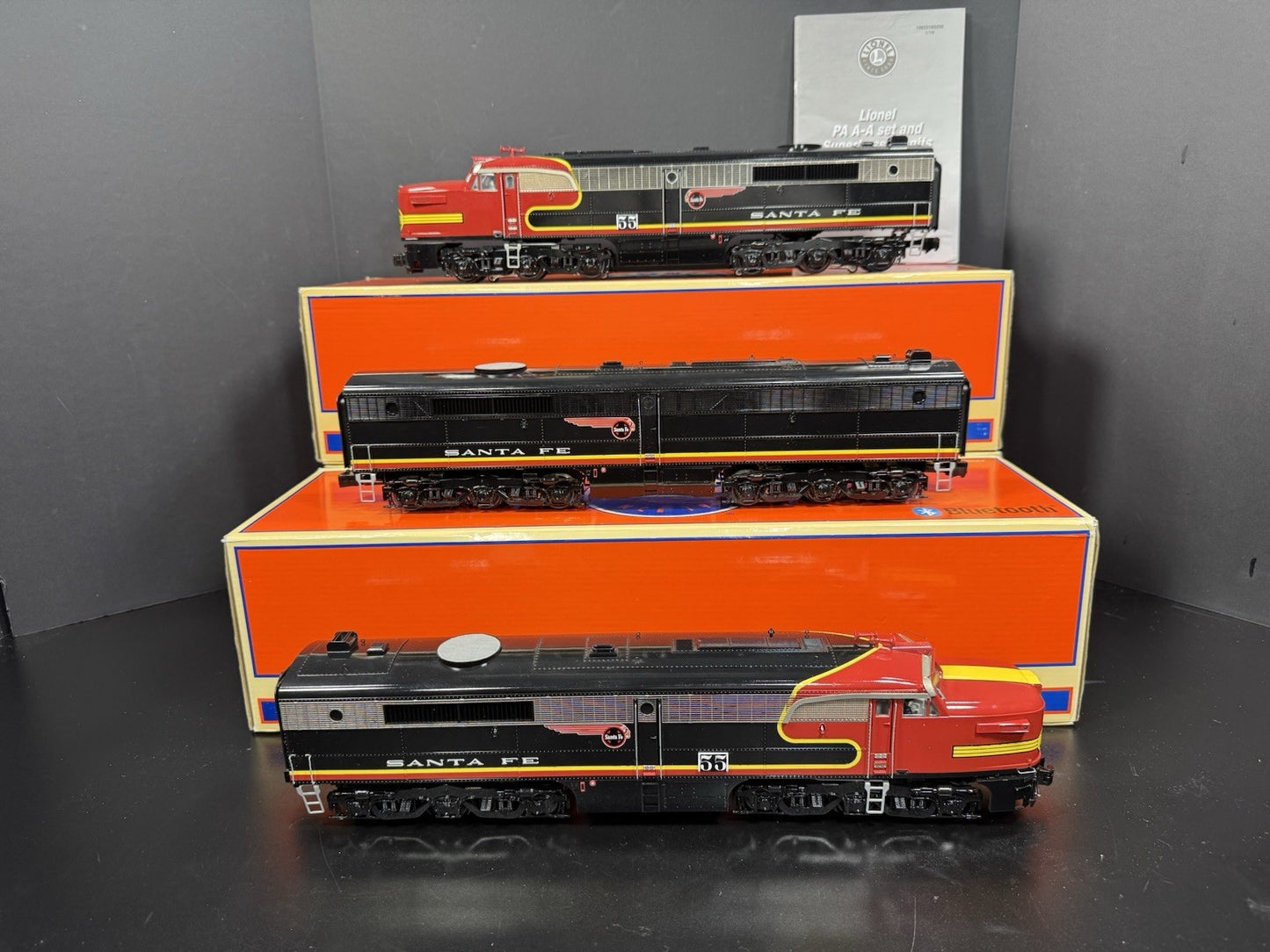 Lionel LEGACY 1933640 Santa Fe Black Bonnet PA diesel engine ABA set EX VHTF0