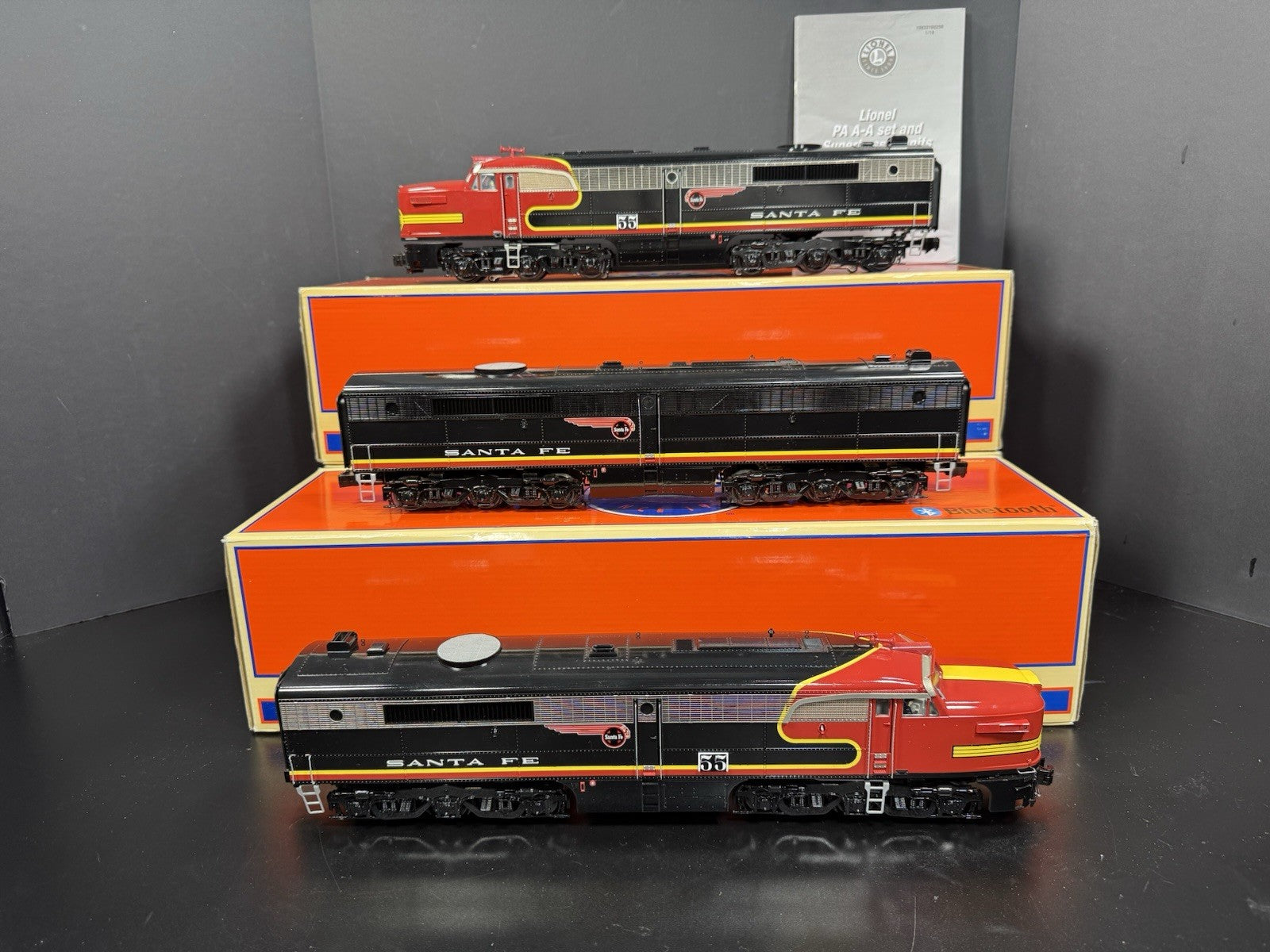 Lionel LEGACY 1933640 Santa Fe Black Bonnet PA diesel engine ABA set EX VHTF0