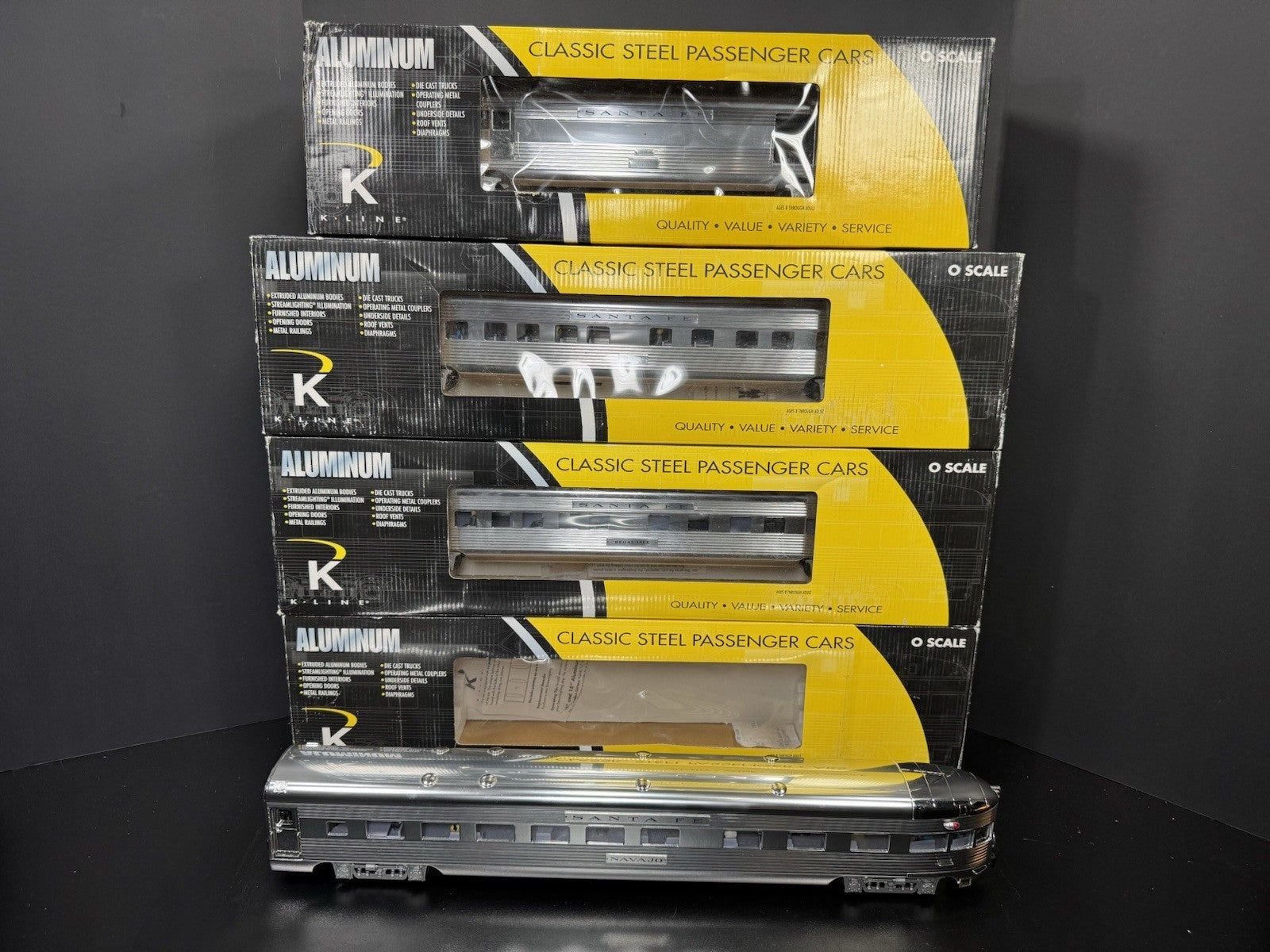 K-Line K-4630P Santa Fe Super Chief 21" aluminum passenger 4-car set LNIB0