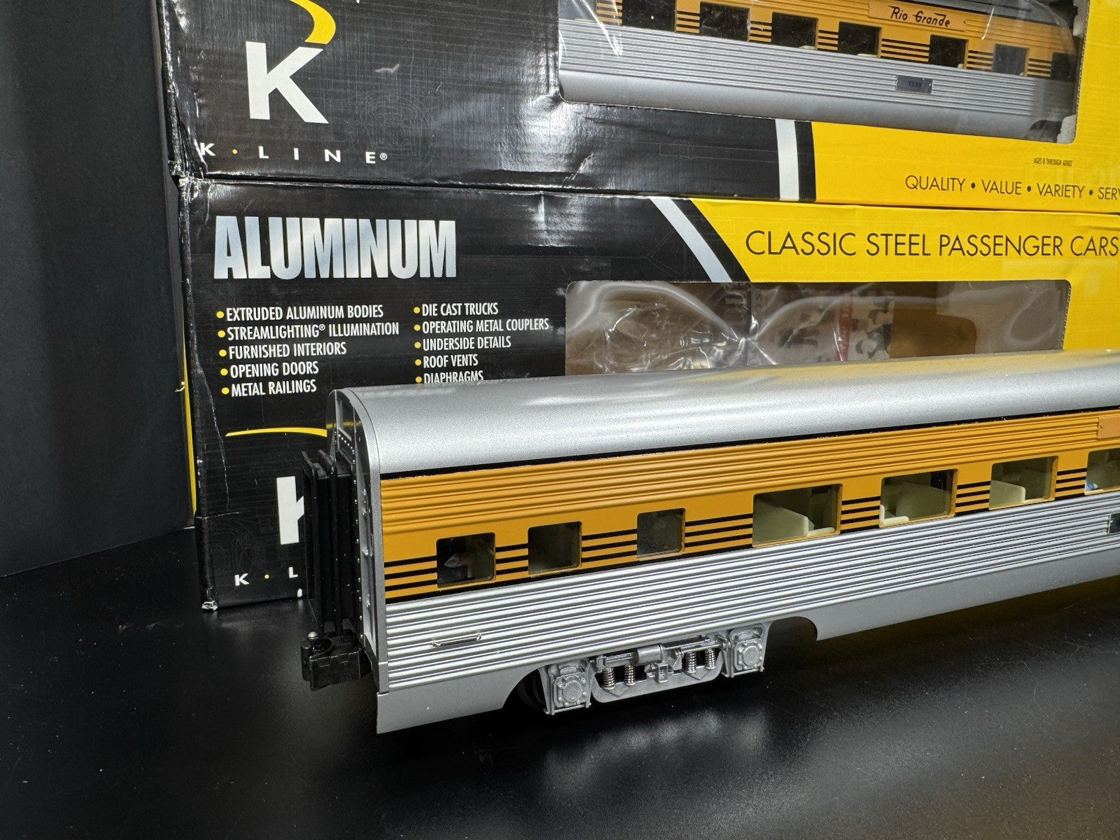 K-Line K-4621B Rio Grande Prospector 21" aluminum passenger 4-car set LNIB1
