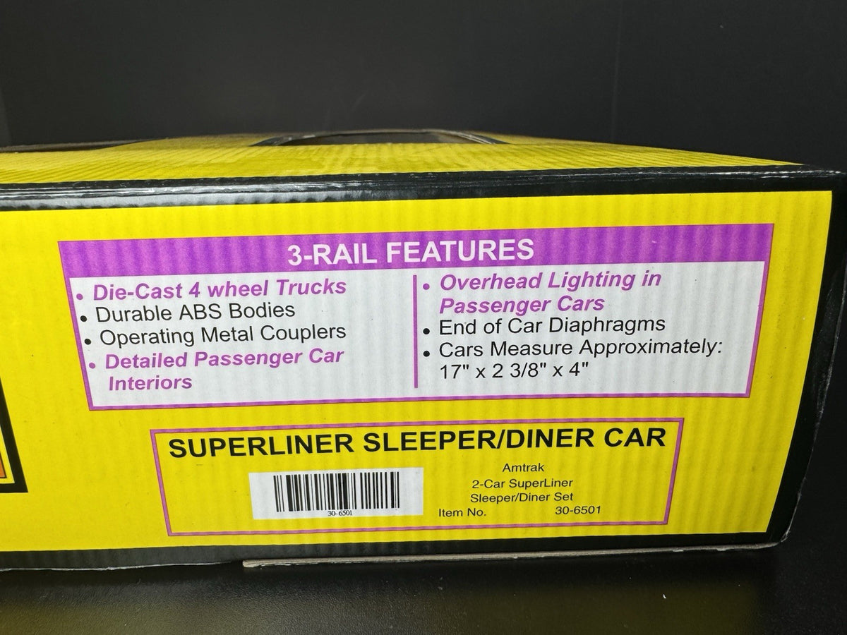 MTH RailKing 30-6501 Amtrak Superliner sleeper diner 2-pack #32013 #38026 LNIB7