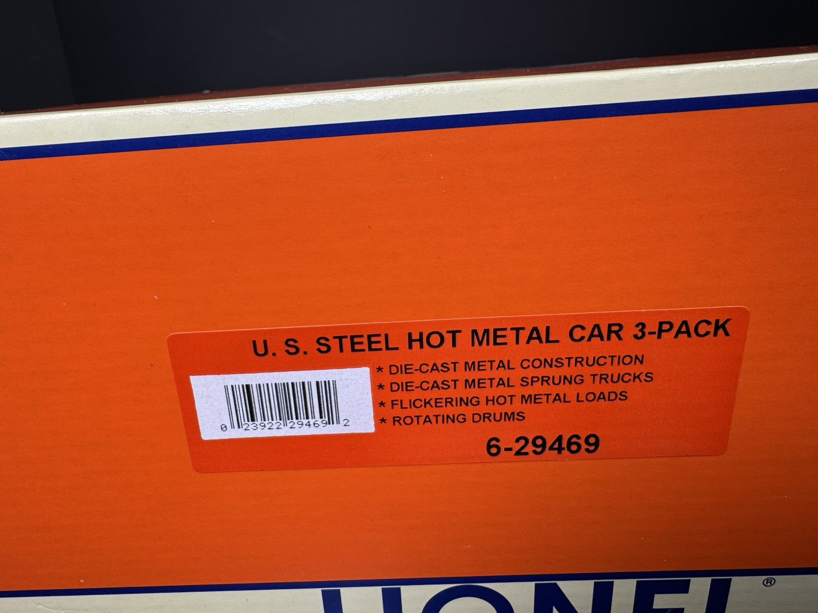 Lionel 6-29469 U.S. Steel hot metal car w flickering load 3-pack NIB8