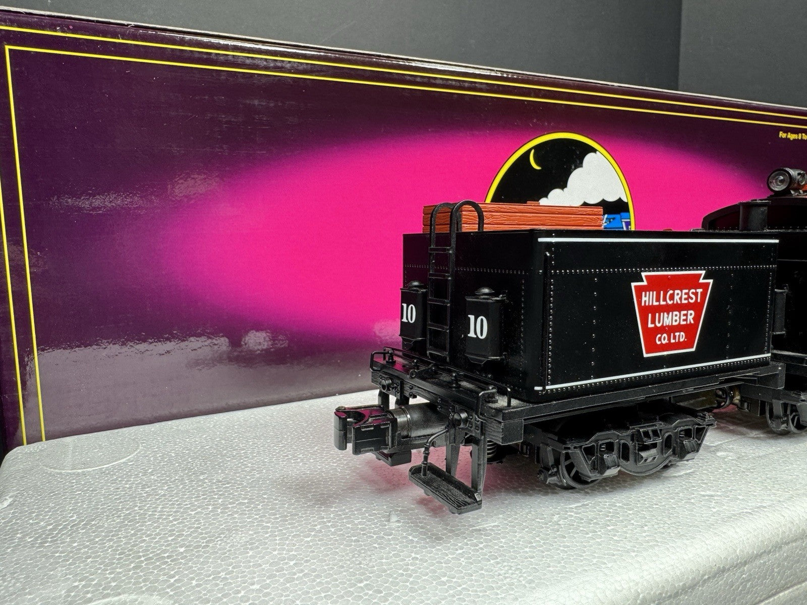 MTH 20-3039-1 HIllcrest Lumber Clmax logging steam engine #10 PS2 BCR LNIB6