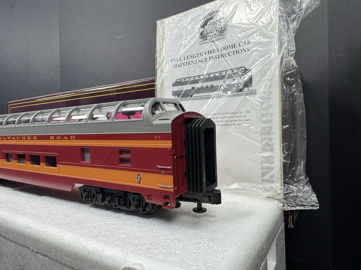 MTH 20-6752 Milwaukee Road 70' full-length vista dome passenger car #53 EX4