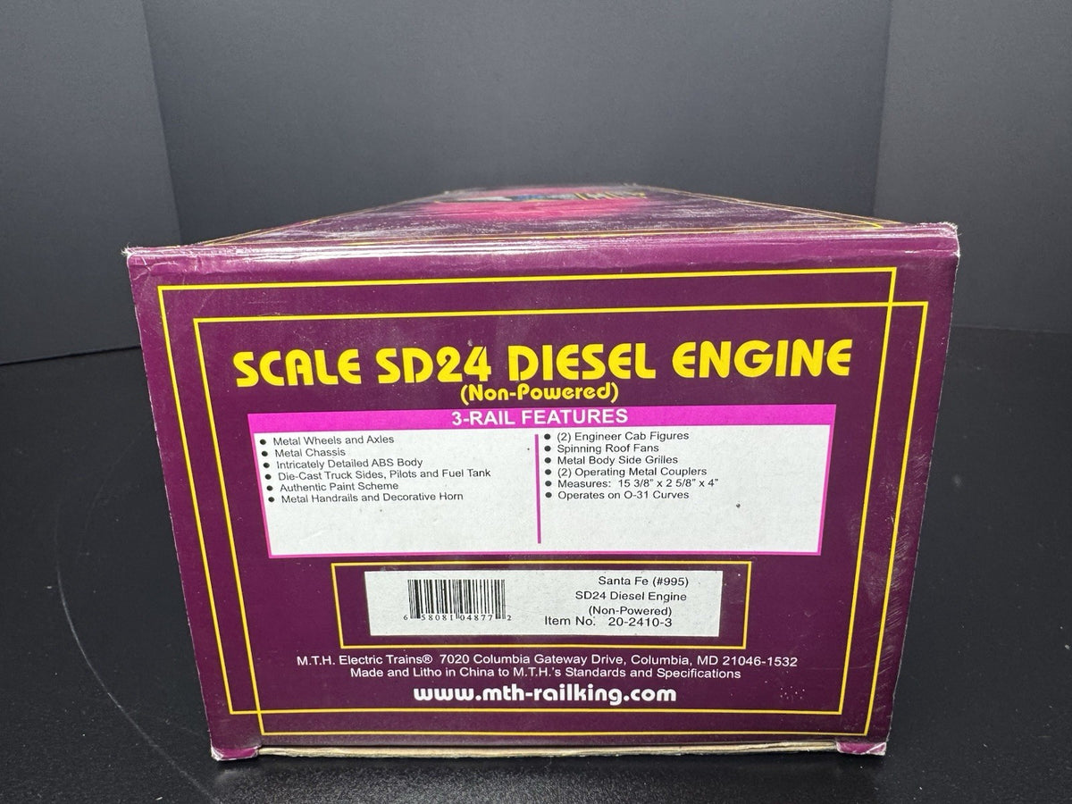 MTH 20-2410-3 Santa Fe SD24 nonpowered diesel engine #995 LNIB13