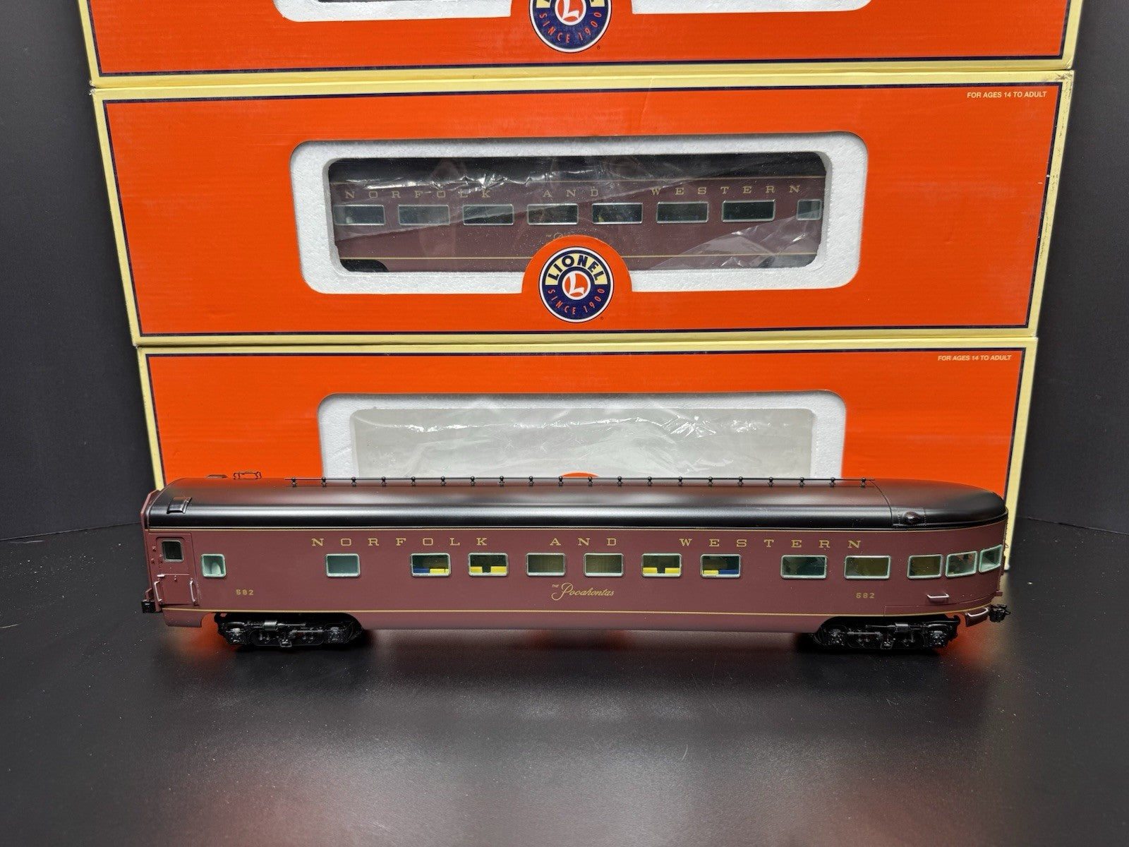 Lionel 6-25777 thru 6-25780 N&W Pocohantas 18" aluminum passenger 4-car set LNIB1