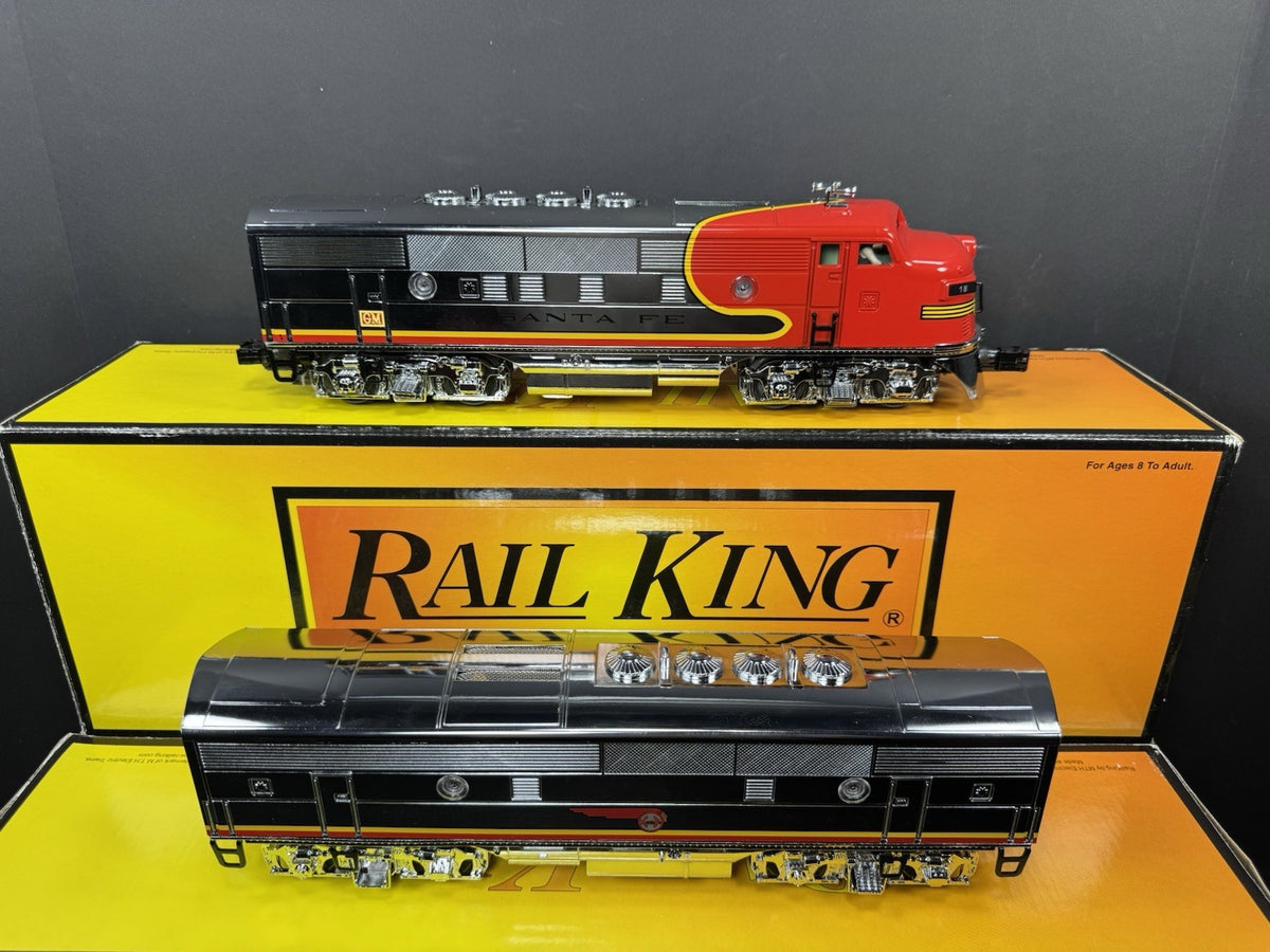 MTH RailKing 30-4144-1E Santa Fe chrome F-3 diesel engine AB set PS2 BCR LNIB2