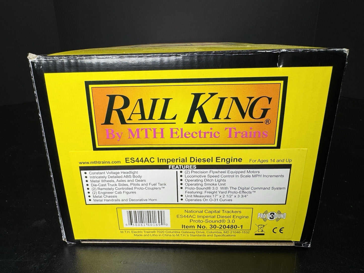 MTH RailKing 30-20480-1 National Capital Trackers ES44AC diesel engine PS3 NIB16