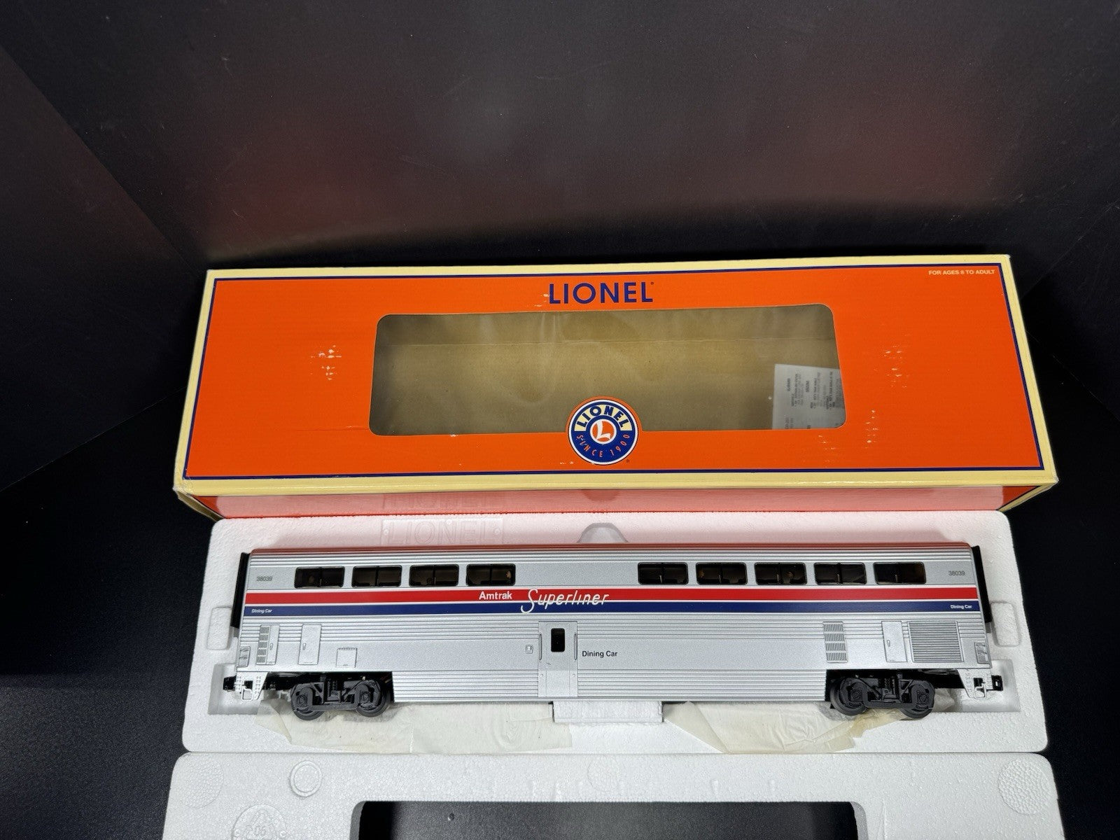 Lionel 6-15396 Amtrak Superliner 18" aluminum StationSounds diner car LNIB13