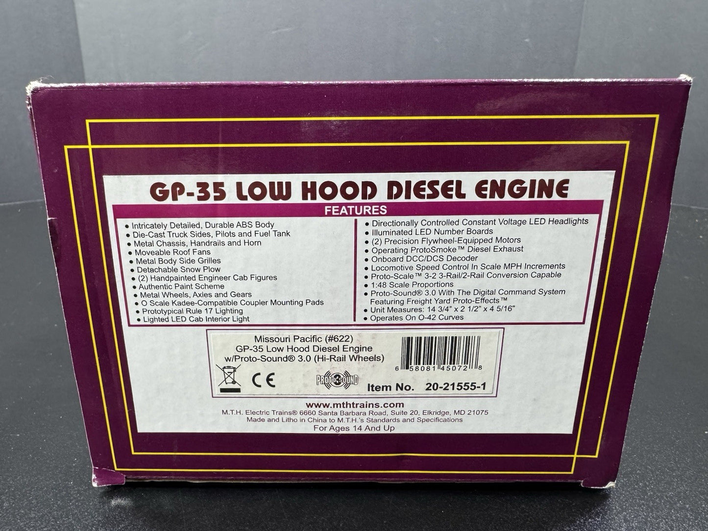MTH 20-21555-1 Missouri Pacific MoPac GP-35 diesel engine #622 PS 3.0 NIB15