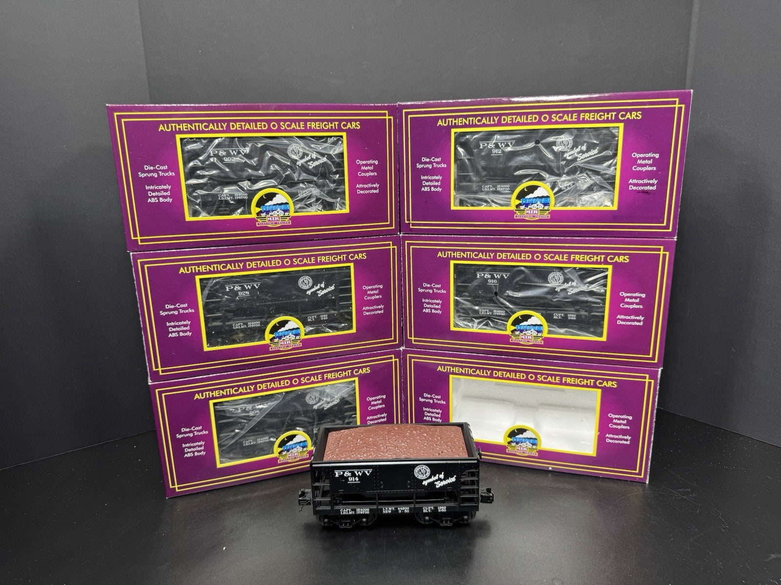MTH 20-90499 Pittsburgh & West Virginia P&WV ore car 6-pack EX0