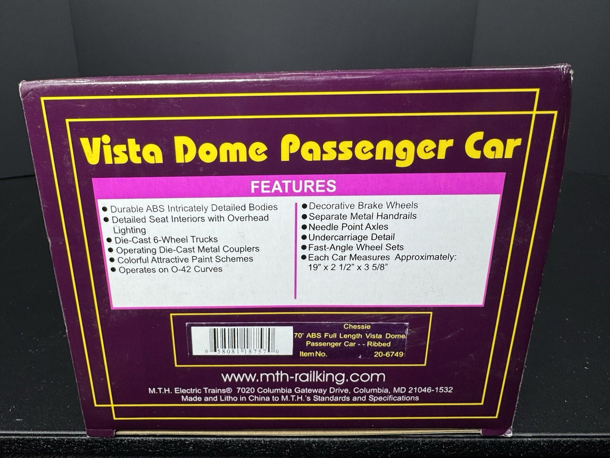 MTH 20-6749 Chessie 70' full-length vista dome passenger car #1852 LNIB13
