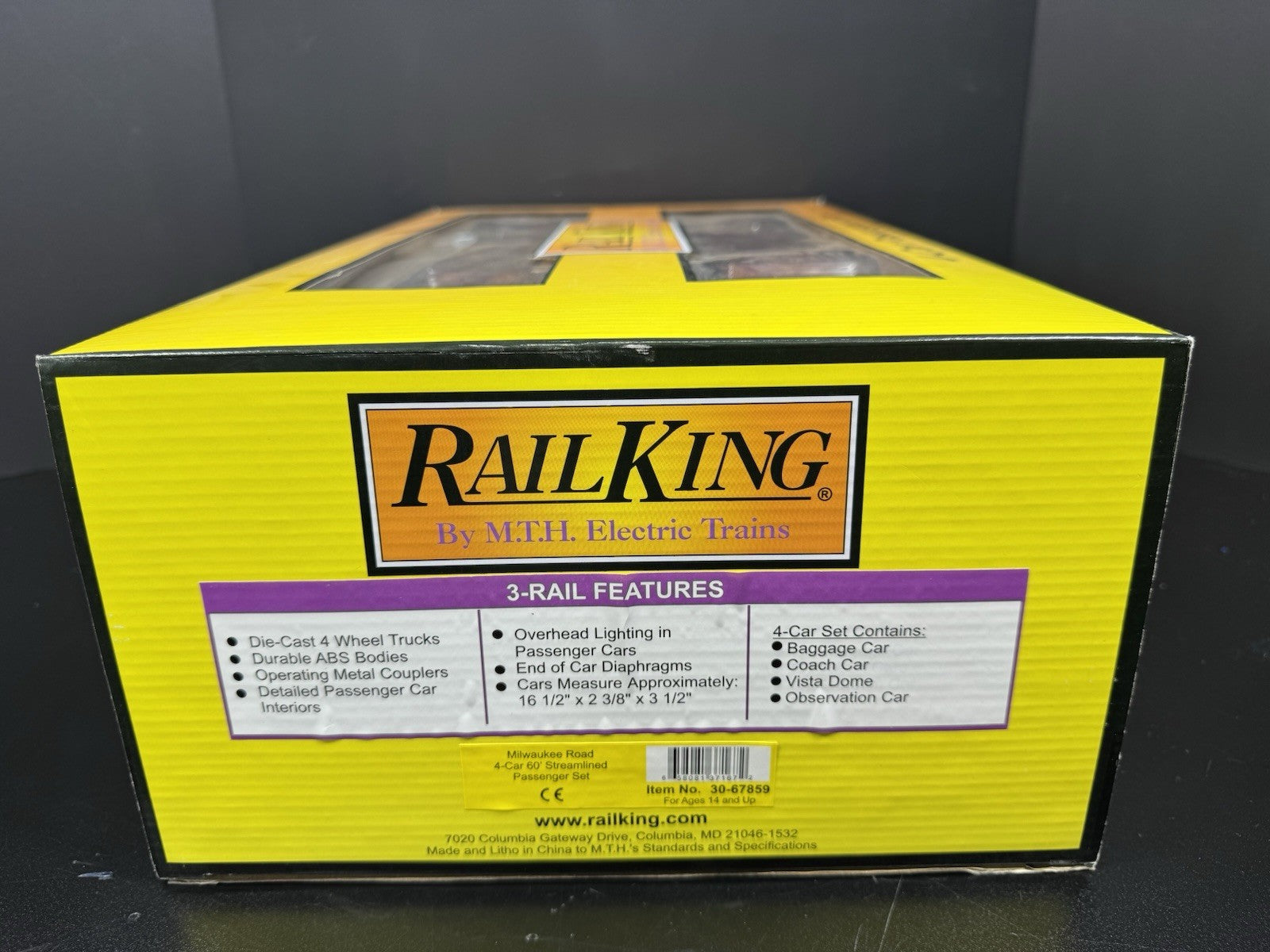 MTH RailKing 30-67859 Milwaukee Road 60’ streamlined passenger 4-car set LNIB8