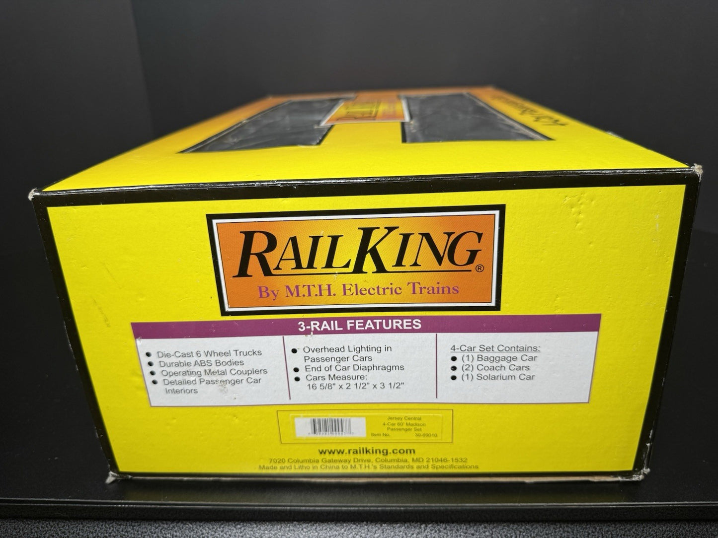 MTH RailKing 30-69010 Jersey Central CNJ 60' Madison passenger 4-car set LNIB7