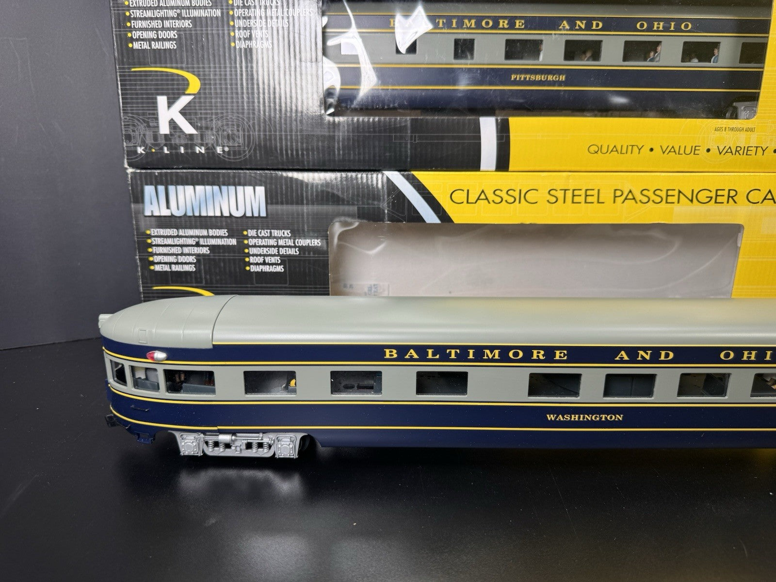 K-Line K-4610A B&O The Columbian 21" aluminum passenger 4-car set LNIB2