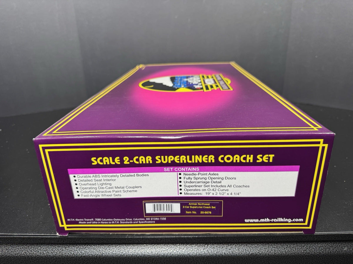 MTH 20-6678 Amtrak Northwest Cascades SuperLiner coach 2-car set NIB7