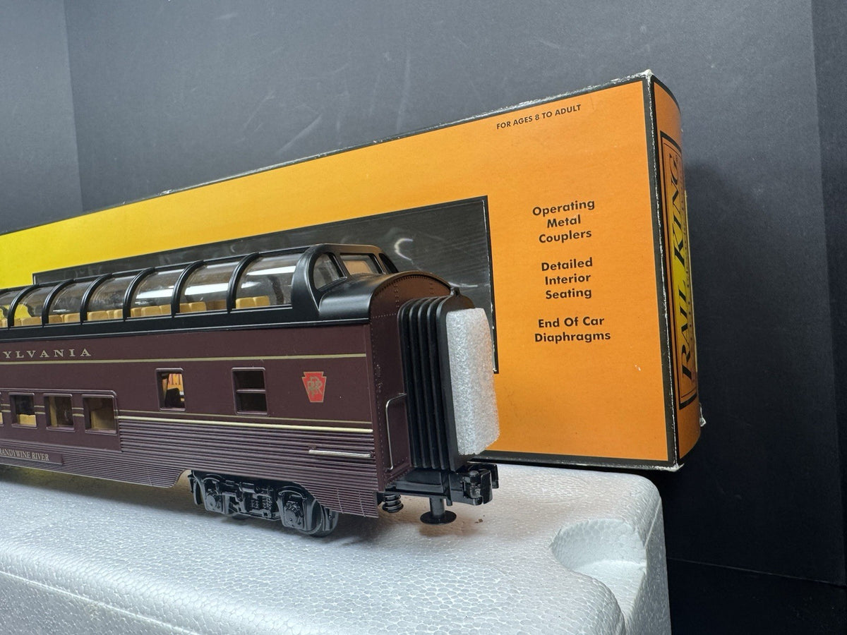 MTH RailKing 30-6788 Pennsylvania PRR 60' full-length vista dome car LNIB7