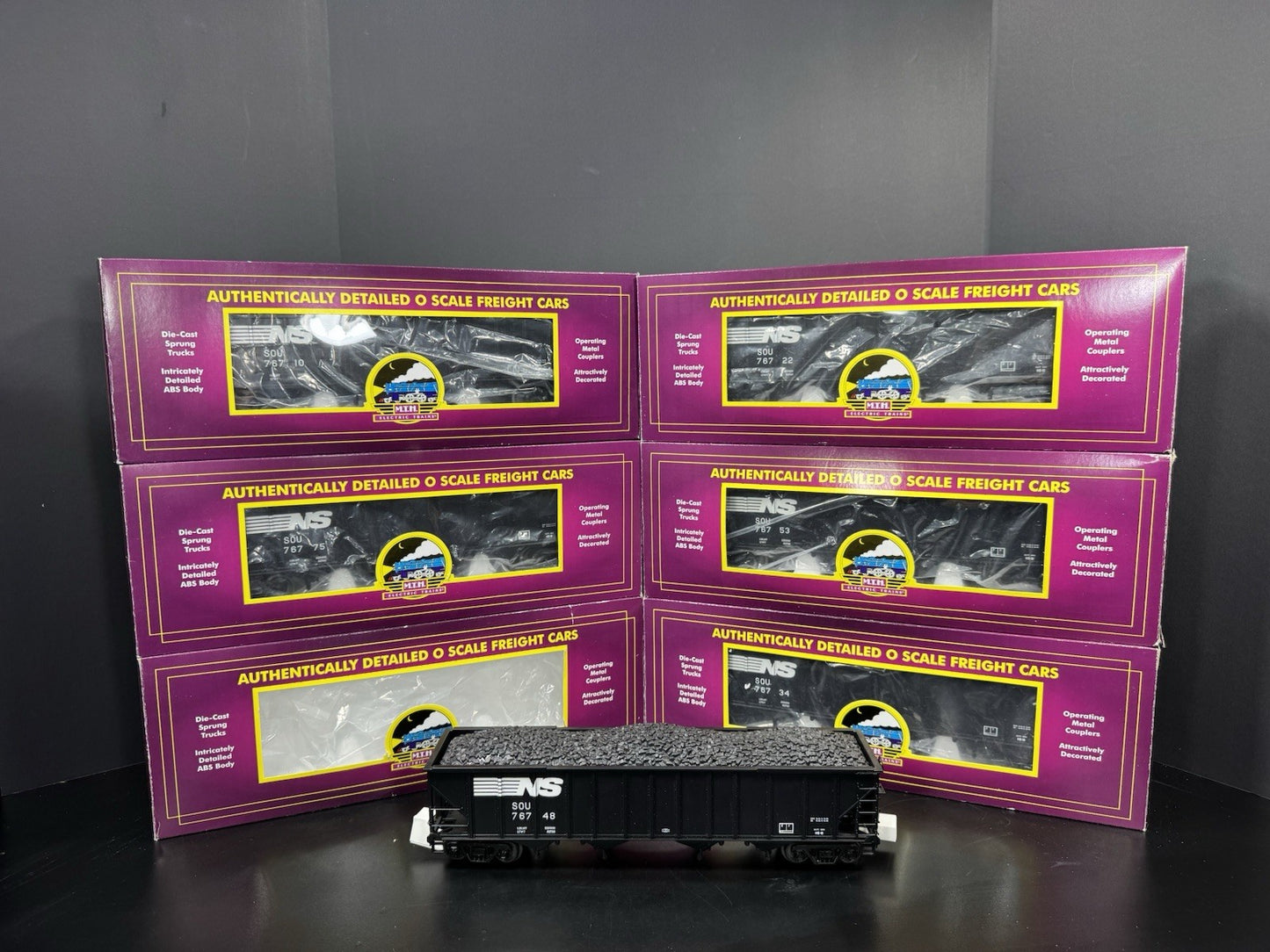 MTH 20-90580 Norfolk Southern NS 4-bay hopper 6-car set LNIB0
