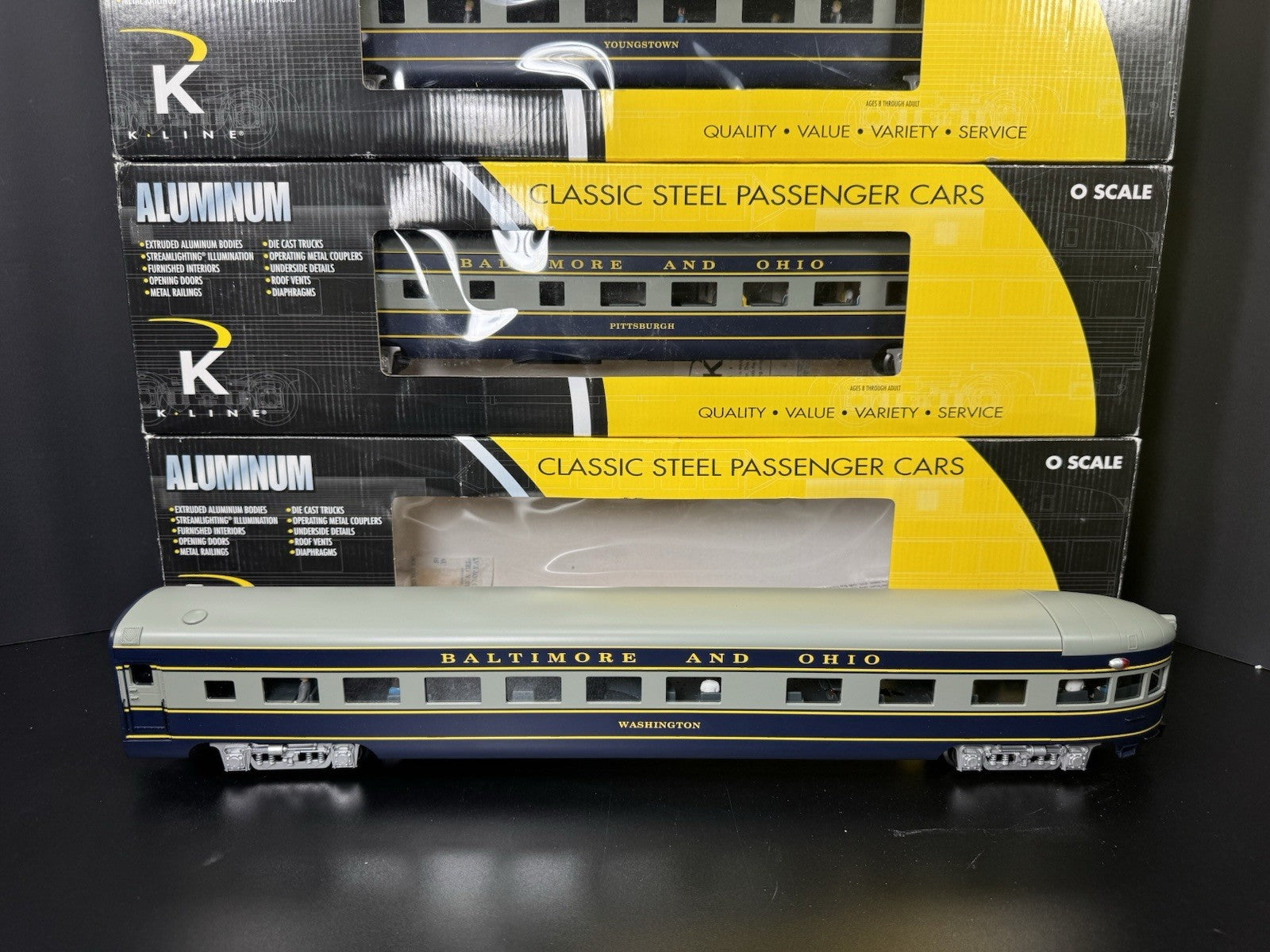 K-Line K-4610A B&O The Columbian 21" aluminum passenger 4-car set LNIB5