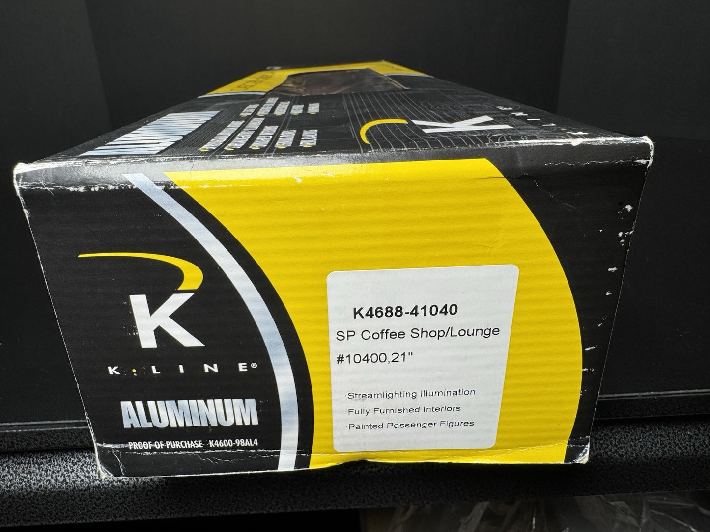 K-Line K4688-41040 Southern Pacific 21" aluminum coffee lounge car #10400 LNIB15