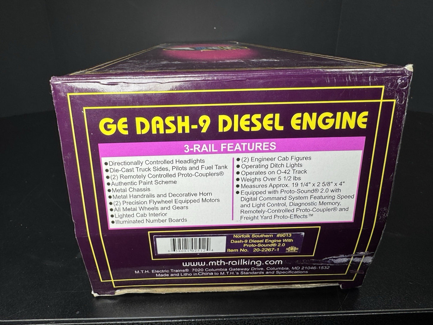 MTH 20-2267-1 Norfolk Southern NS Dash-9 diesel engine #9013 PS2 BCR EX12