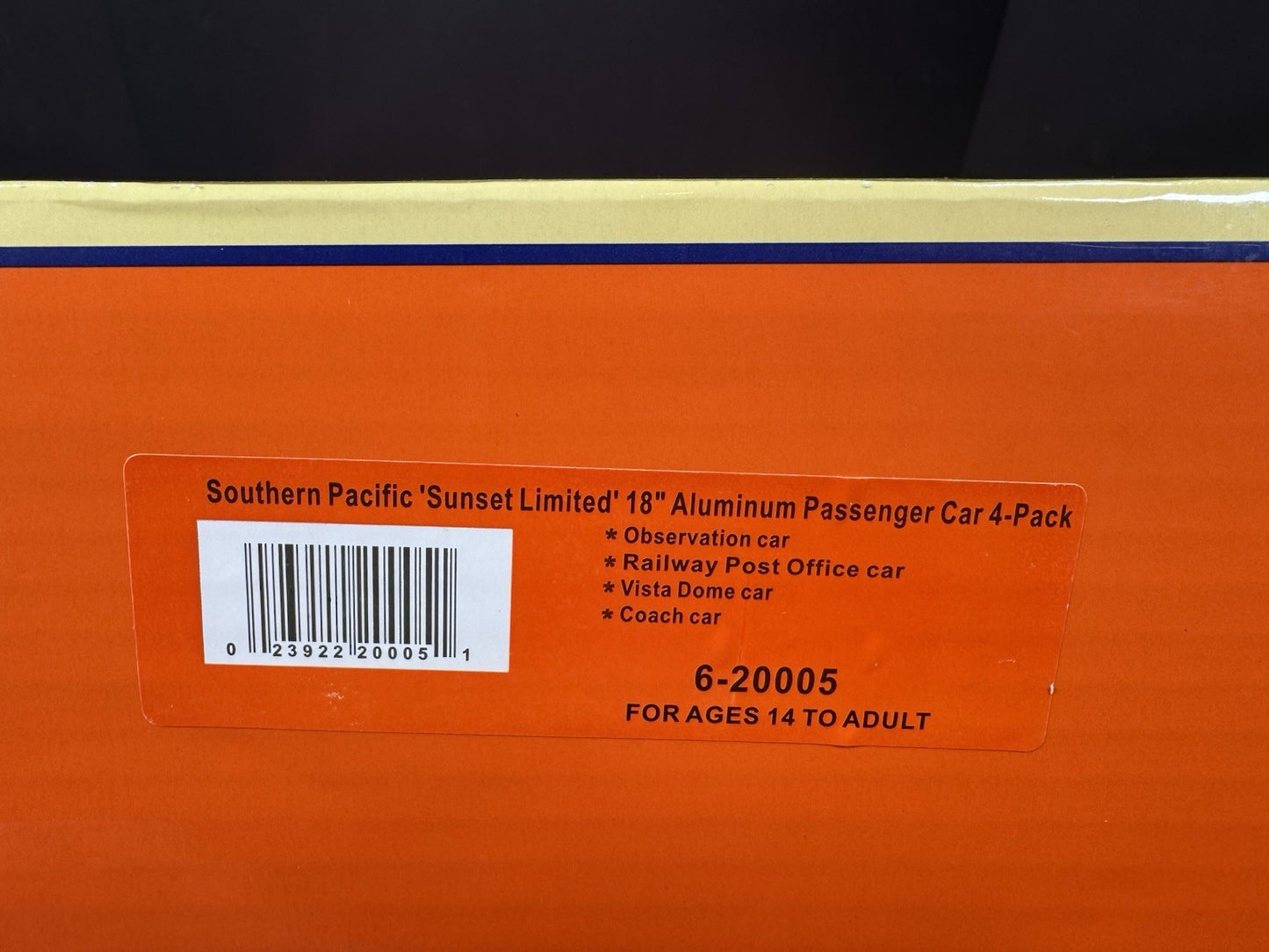 Lionel 6-20005 Southern Pacific Sunset Limited 18" aluminum passenger set NIB16