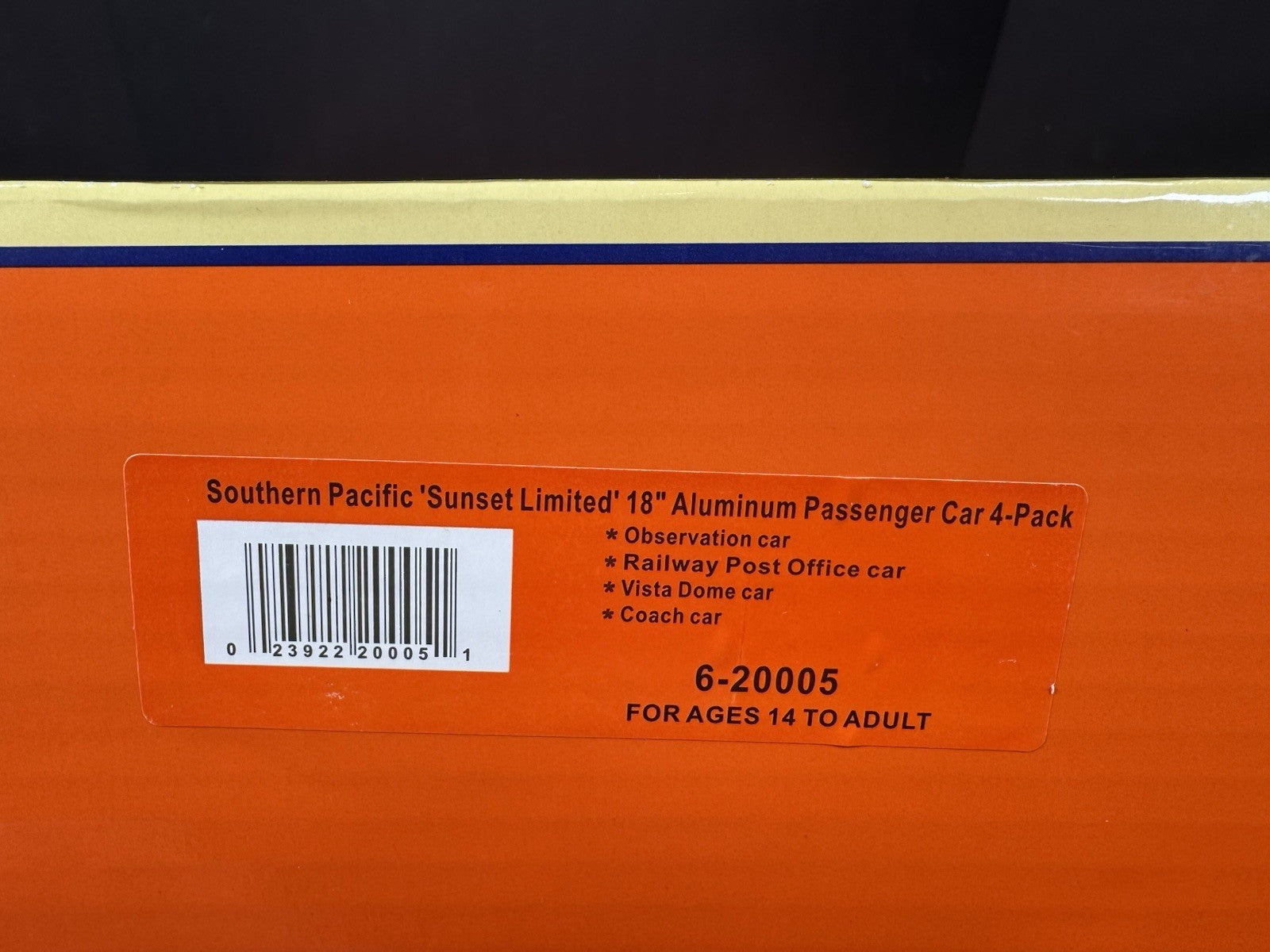 Lionel 6-20005 Southern Pacific Sunset Limited 18" aluminum passenger set NIB16