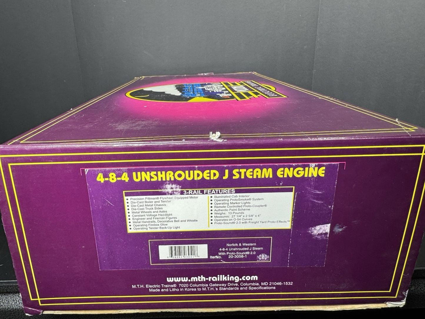 MTH 20-3058-1 Norfolk & Western N&W Unshrouded J 4-8-4 steam engine #605 PS2 EX18